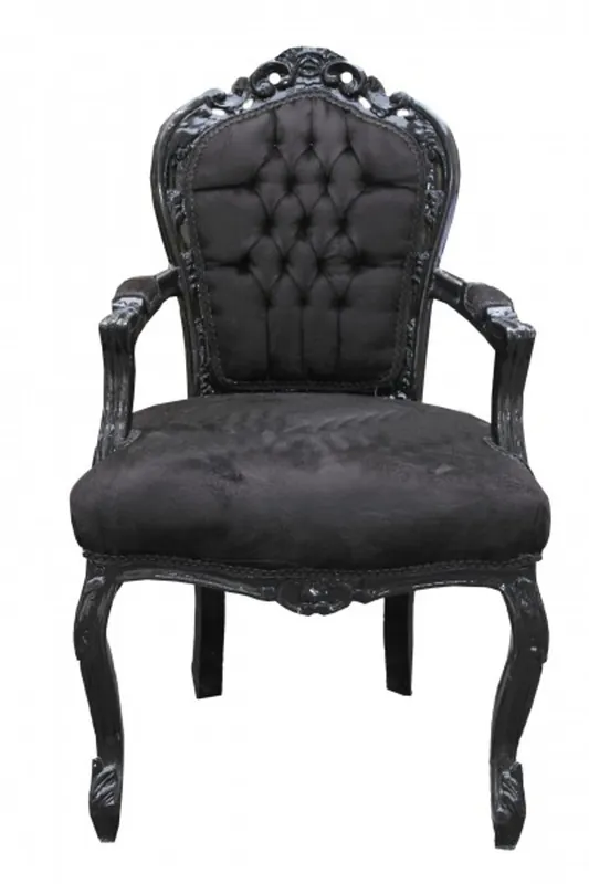 Casa Padrino Baroque Dinner Chair Black / Black with armrests Mod2 Billig