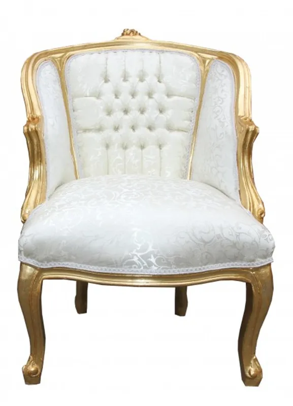 Aktuell Casa Padrino Baroque Salon Chair White / Gold - cocktail chairs