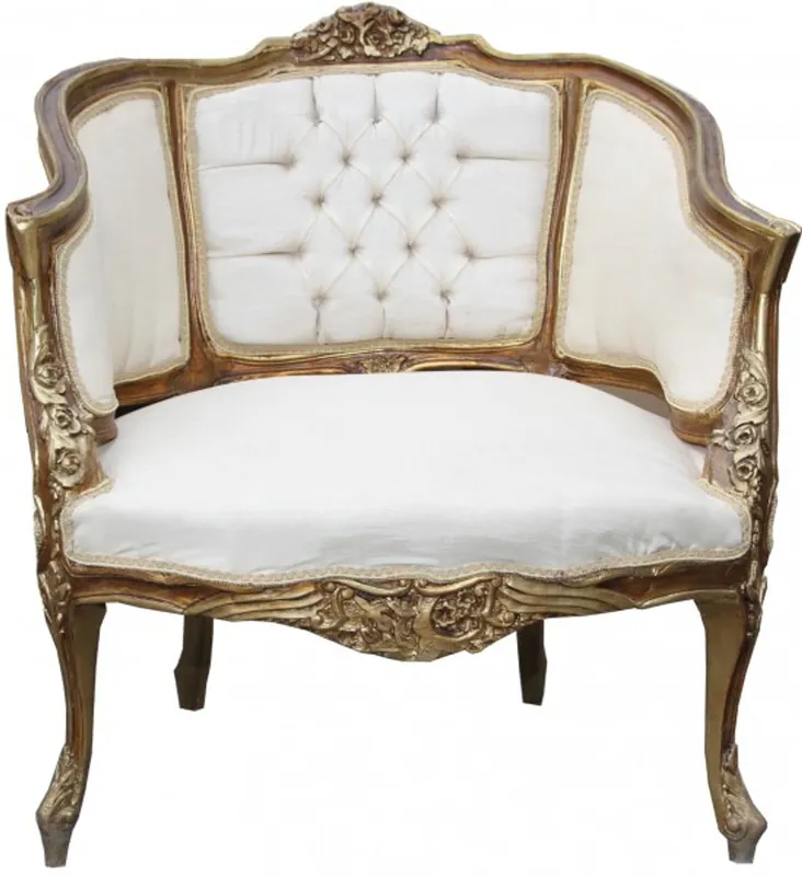 Markenprodukt Casa Padrino Baroque Salon Chair Cream / Gold / Brown - cocktail chairs