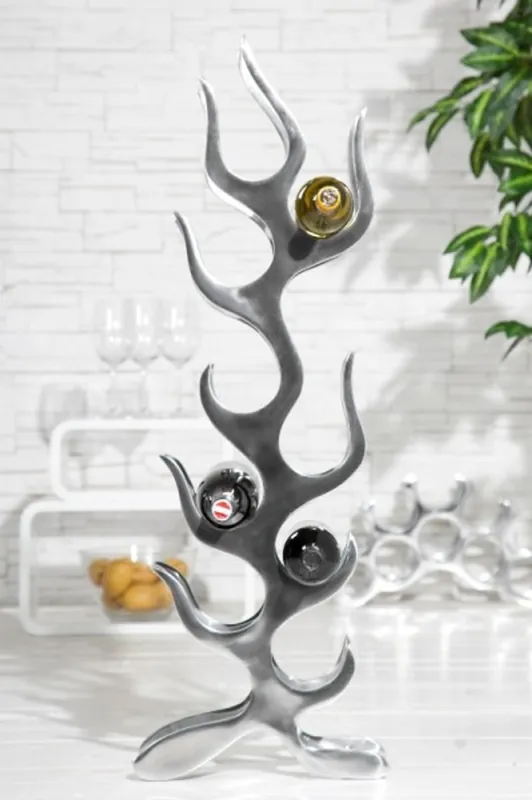 Heißes Angebot Designer wine rack for 9 bottles of polished aluminum height: 93 cm, width 27 cm, depth: 14 cm - bottle holder, bottle rack flames flame design