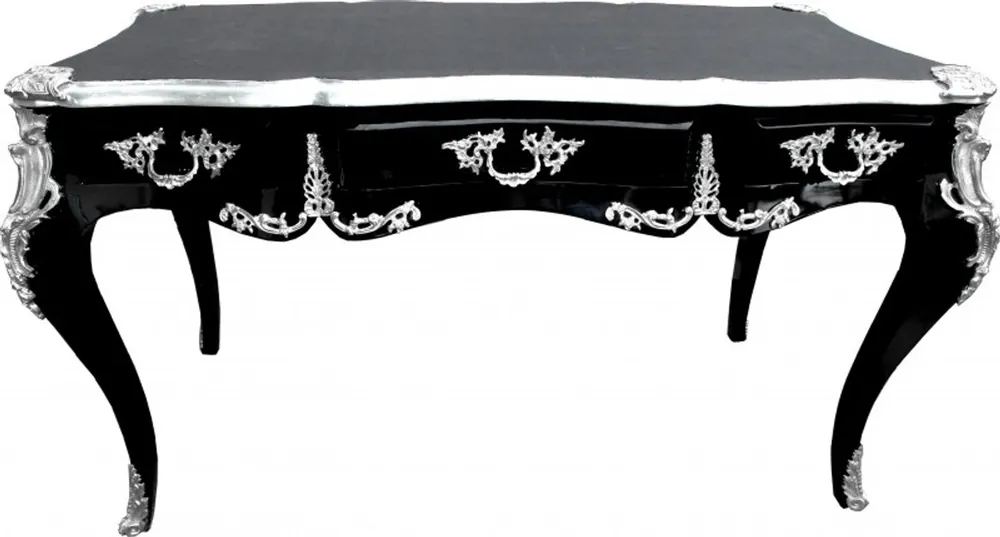 Casa Padrino luxury Baroque Desk Black / Silver secretary luxury furniture Solange Der Vorrat Reicht