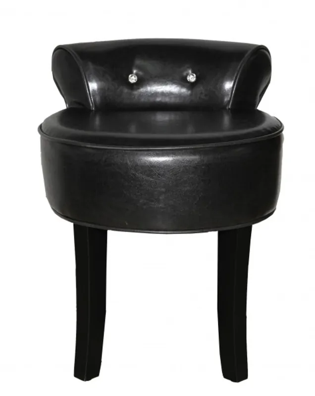 Casa Padrino Design stool Boston Black / Black with Bling Bling Stones - Baroque dressing table chair Neue Ware
