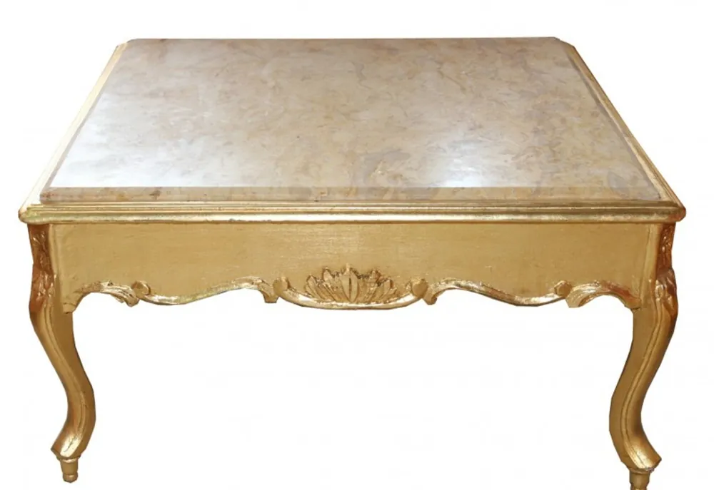 Casa Padrino Baroque gold coffee table with marble top 80 x 80 cm antique style Geprüft