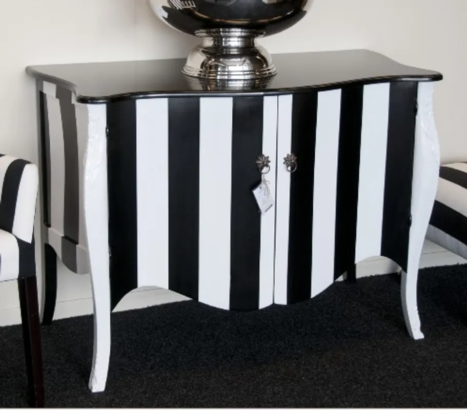 Top-Angebot Casa Padrino Baroque Chest Black / White Stripe 120cm Mod - antique style furniture