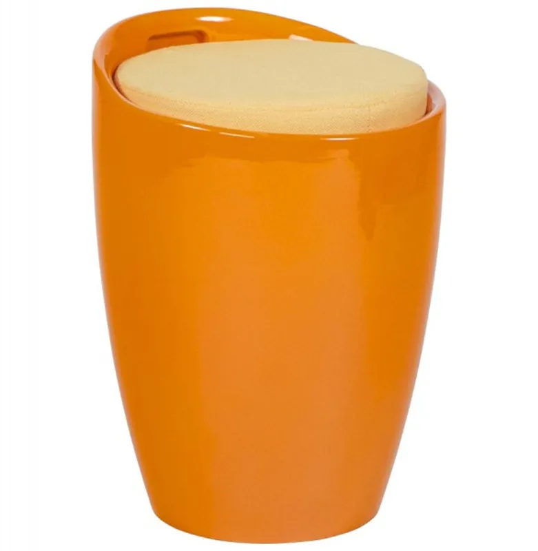 Beliebt Casa Padrino Design stool with orange seat cushions and storage under the seat