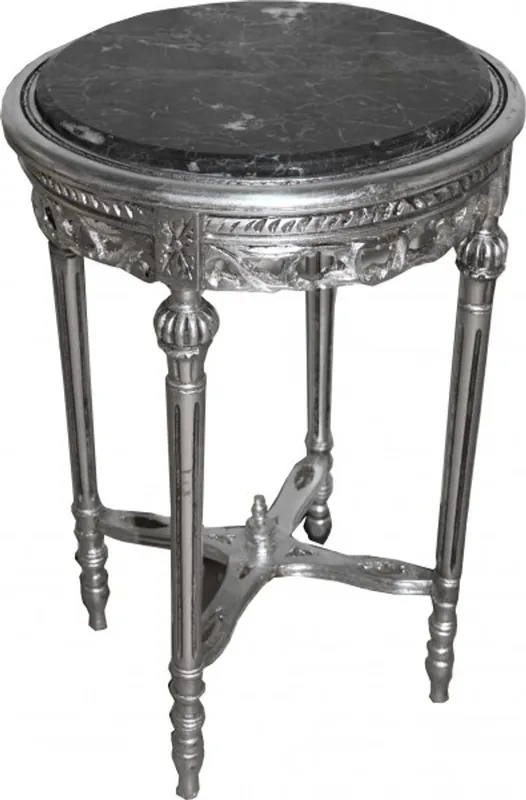 Super-Preis Baroque Side Table Silver Round ModY12 73 x 47 cm antique style