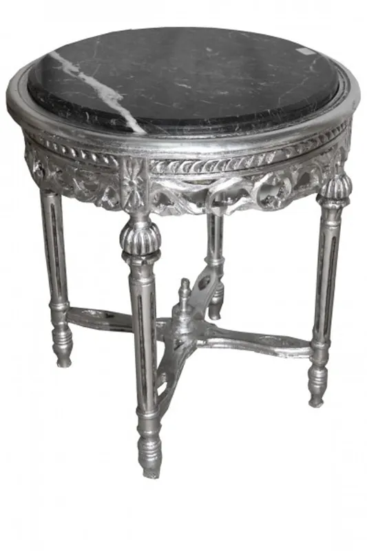 Baroque Side Table Silver Round ModY14 53 x 47cm antique style Jetzt Kaufen