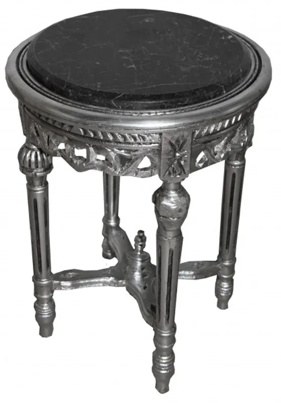 Finale Aktion Baroque Side Table Silver Round ModY15 53 x 38 cm antique style