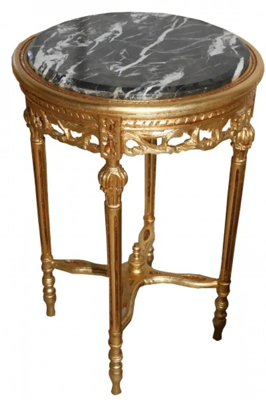 Top-Angebot Baroque Side Table Gold Round ModY16 73 x 47 cm antique style