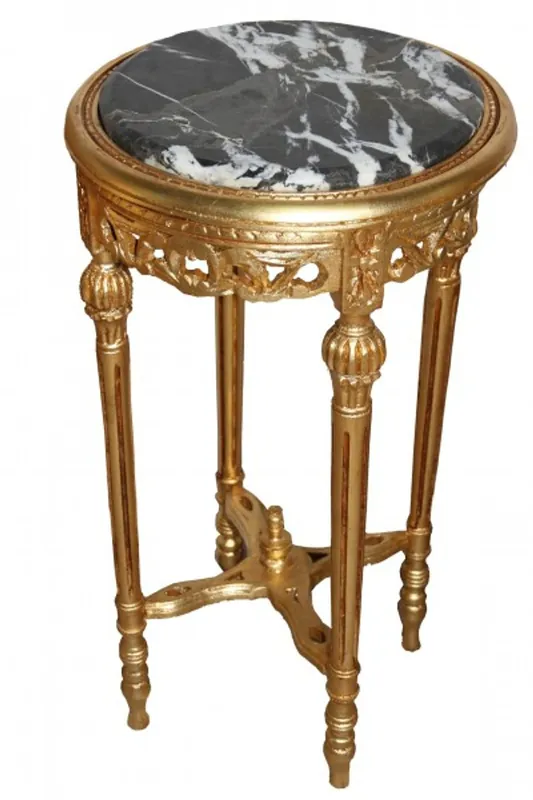 Markenware Baroque Side Table Gold Round ModY17 73 x 38 cm antique style