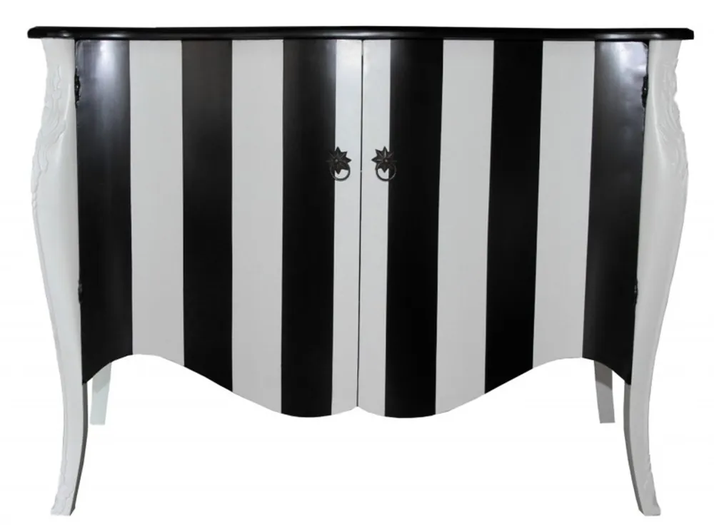 Casa Padrino Baroque Chest Black / White Stripe 120cm Mod - antique style furniture Sofort Bestellen