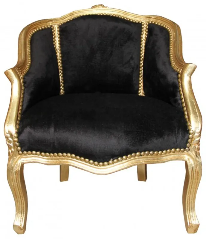 Casa Padrino Baroque Ladies Salon Chair Black/Gold - Antique Furniture Style Expressversand
