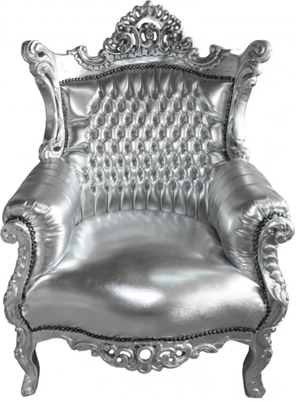 Günstig Casa Padrino Baroque armchair Al Capone silver / silver antique style