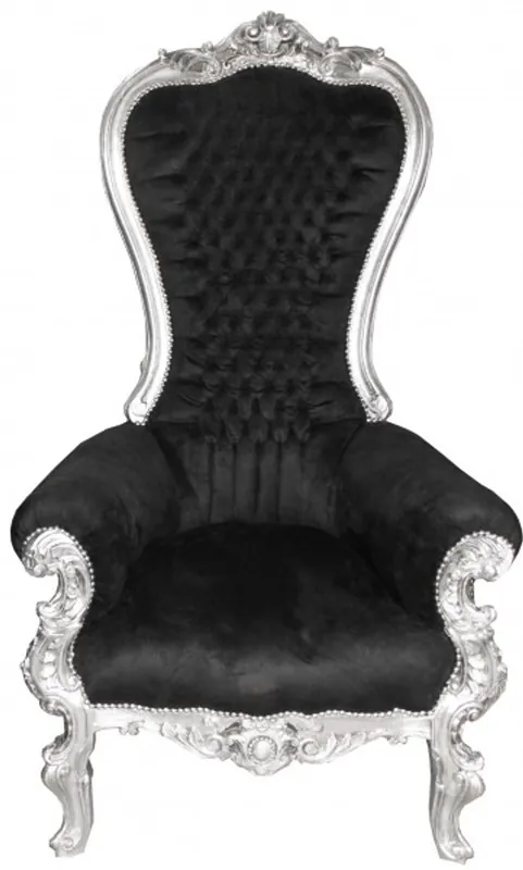 Garantierte Lieferung Casa Padrino Baroque throne Majestic Mod1 Black / Silver - Giant chair -Thron chair Tron