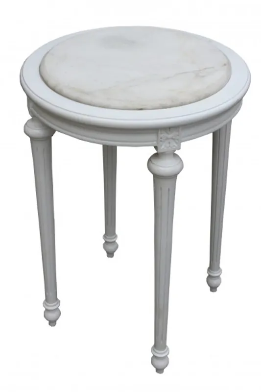 Jetzt Bestellen Baroque Side Table Round White/White marble slab ModY24 72 x 49 cm antique style