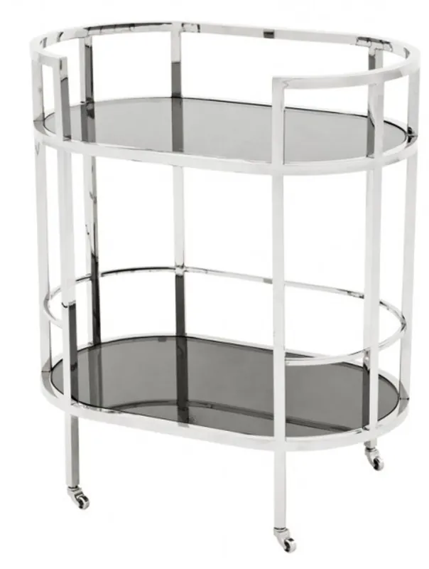 Schneller Versand Casa Padrino Luxury Bar Trolley Trolley made of stainless steel and glass 70 x 43 x H. 81 cm - Luxury Hotel & Restaurant Furniture