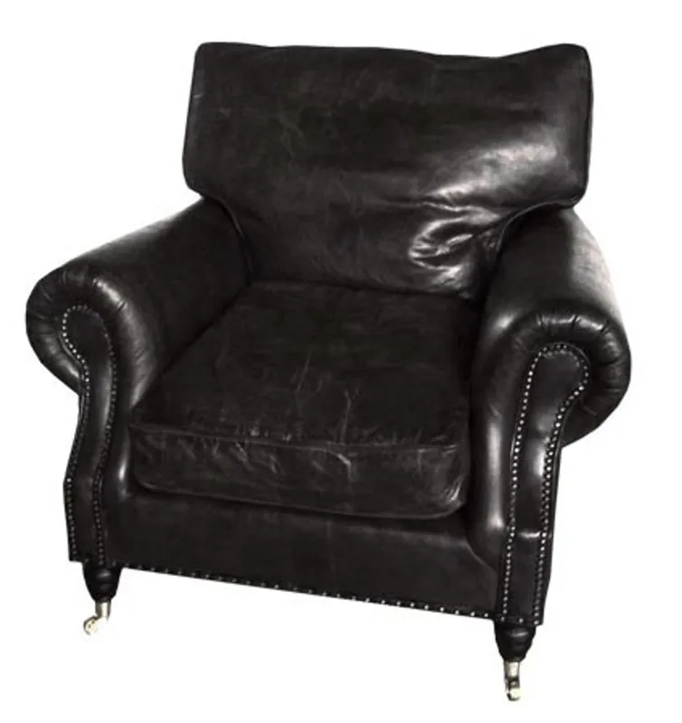 Rabatt Casa Padrino luxury leather armchair Vintage Black - leather armchairs Art Deco Lounge