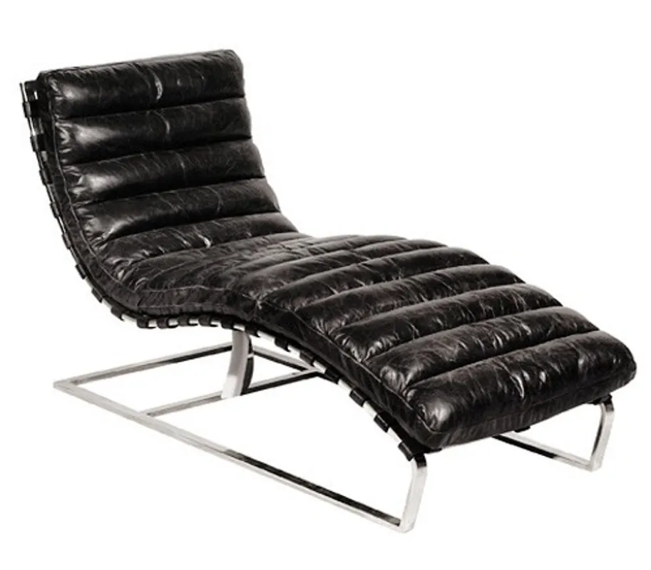 Neue Kollektion Casa Padrino Luxury Real Leather Vintage Oviedo couch / chair Black - leather armchairs Art deco lounge reclining chair