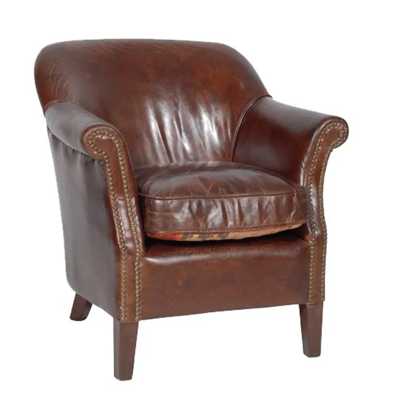 Casa Padrino luxury leather armchair Vintage Cigar Brown Mod2 - leather armchairs Art Deco Lounge Top-Preis