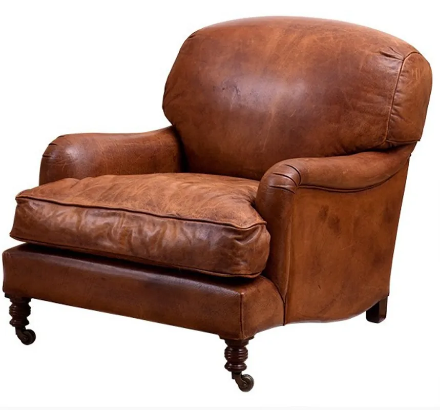 Online Kaufen Chesterfield Luxury Real leather wing chair Vintage Cigar Brown Leather by Casa Padrino - Club Chairs