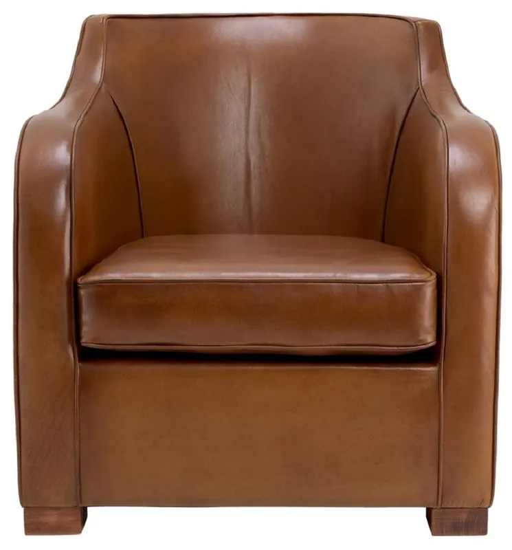 Echt Casa Padrino luxury leather armchair brown 69 x 80 x H. 71 cm - Genuine leather living room armchair - Hotel armchair - Living room furniture - Hotel furniture - Luxury quality
