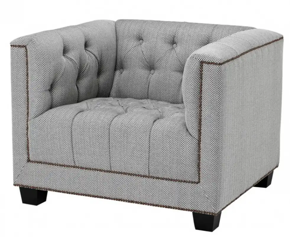 Casa Padrino Chesterfield luxury armchair cube gray herringbone - Club Chairs Nur Heute