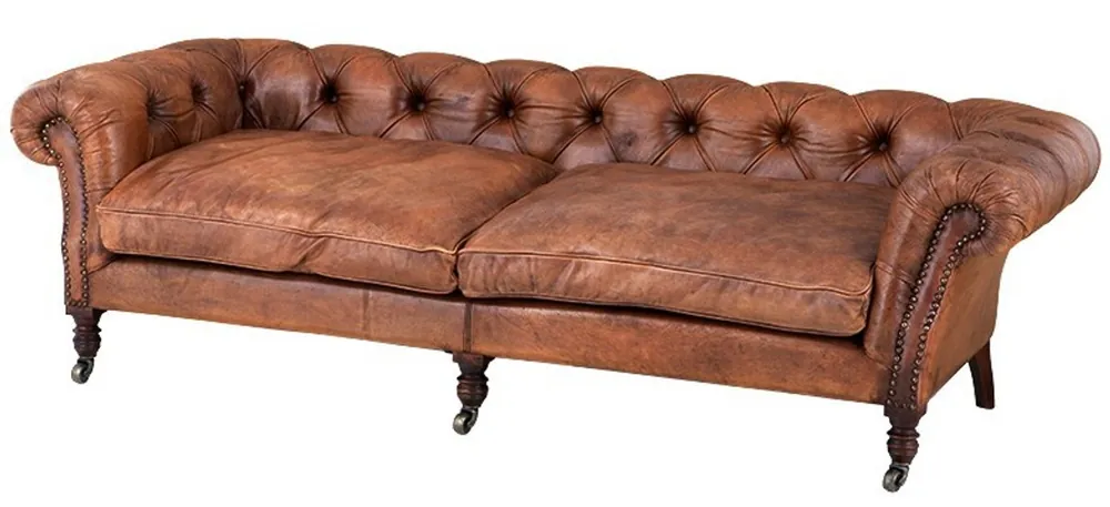 Letzte Chance Casa Padrino luxury genuine leather sofa Vintage Brown leather - 3 seater - Luxury Hotel Club Furniture