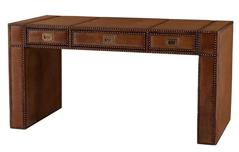 Casa Padrino luxury leather desk / secretary Brown W150 x D72 x H78 cm Markenprodukt