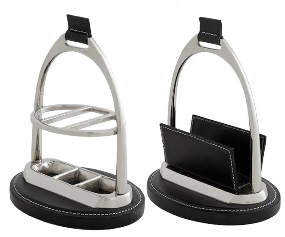 Versand Am Gleichen Tag Casa Padrino Luxury Desk Set: Letter Holder and Pen stand Leather Black Pen stand - Card Holder