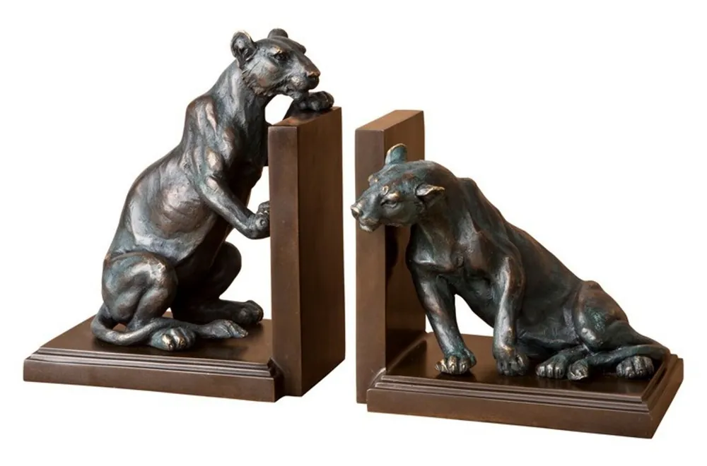 Nur Heute Casa Padrino luxury Bookends Set lions bronze / brass - Bookend - Book End Lions bookend
