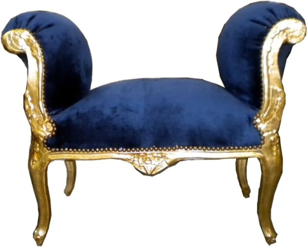 Casa Padrino Baroque stool Stool Royal Blue / Gold - Bench Bestseller