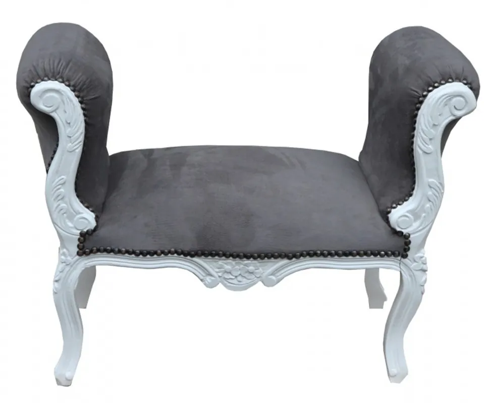 Casa Padrino Baroque stool Stool Grey / White- Seat Zertifiziert