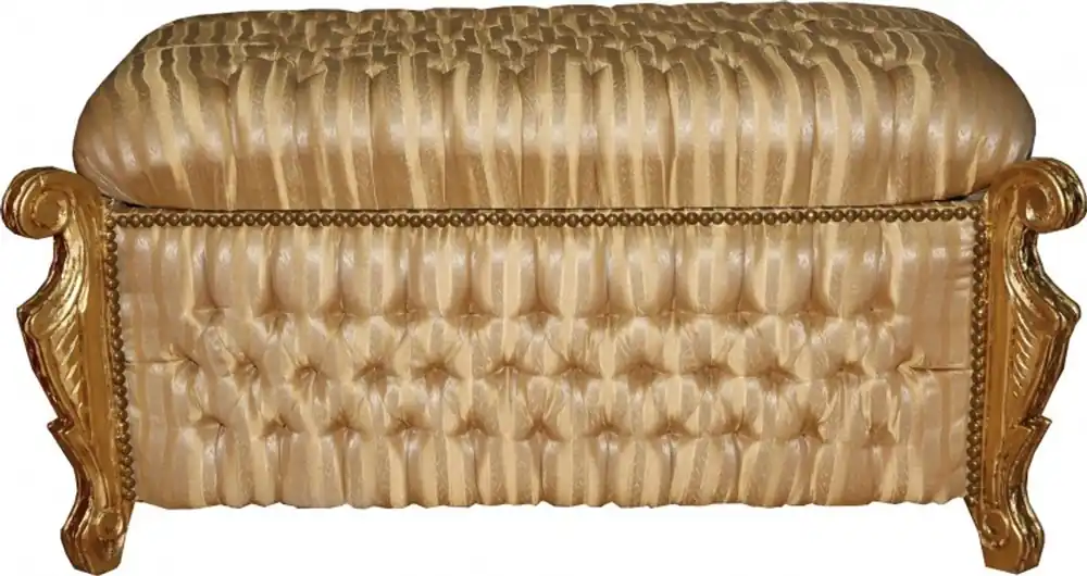 Wochenendangebot Casa Padrino Baroque Bench (Chest) Gold / Beige Stripe / Gold - Antique Chest