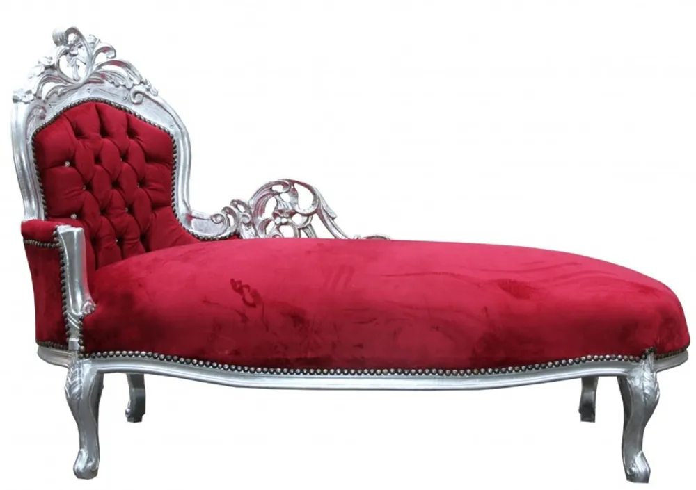 Casa Padrino baroque chaise longue "King" Bordeaux Red / Silver with bling bling rhinestones Solange Der Vorrat Reicht