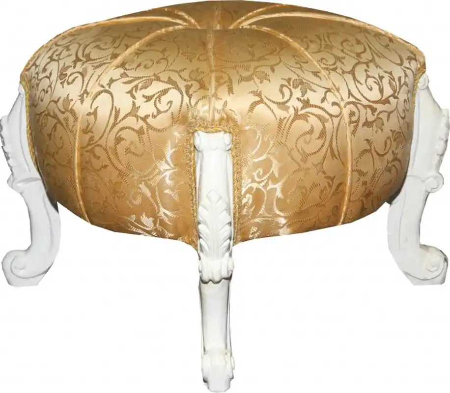 Casa Padrino Baroque Sitzhocker- Round Stool Gold Pattern / White Baroque Furniture Nur Für Kurze Zeit