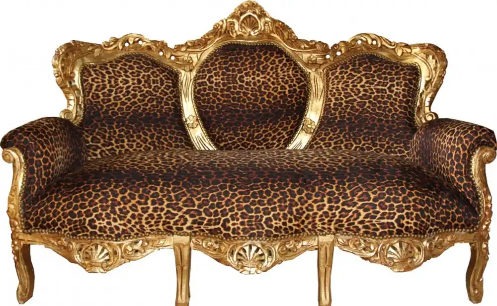 Casa Padrino Baroque 3 seater "King" Leopard / Gold - Antique Furniture Expressversand