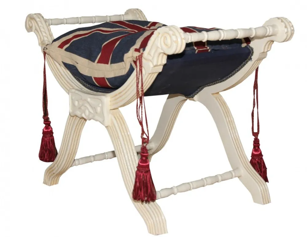 Bestpreis Casa Padrino Baroque Stool - Stool Cross Union Jack / Cream