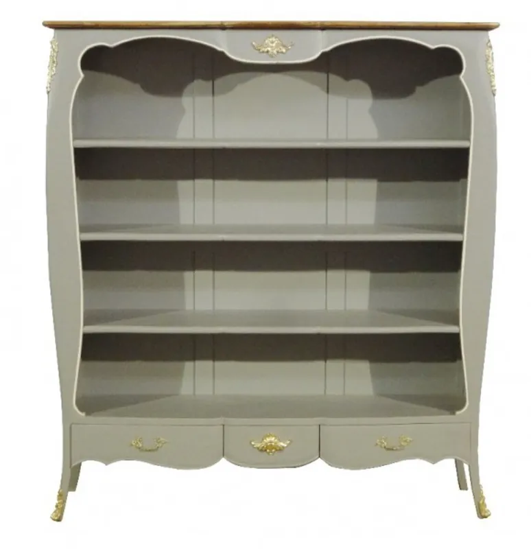 Sonderangebot Casa Padrino Baroque bookcase Grey / Gold 166 x 185 cm cabinet bookcase