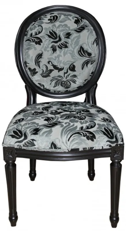 Bestseller Casa Padrino Baroque Dinner Chair Mod2 Flower Pattern / Black Antique - Furniture