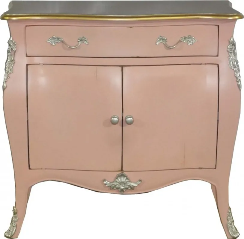 Casa Padrino Baroque chest Antique Pink / Silver / gold 90 cm - Wardrobe Furniture Echt