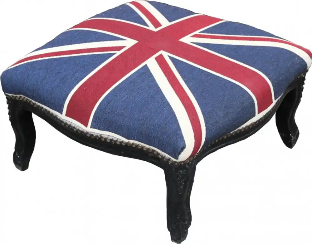 Günstig Casa Padrino Baroque XXL ottoman Mod3 Union Jack / Black - English Flag Stool - Antique style England
