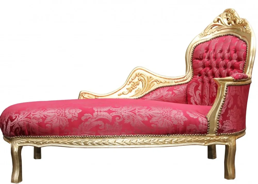 Casa Padrino Baroque chaise Mod2 Bordeaux pattern / Gold - Baroque Furniture Must-Have