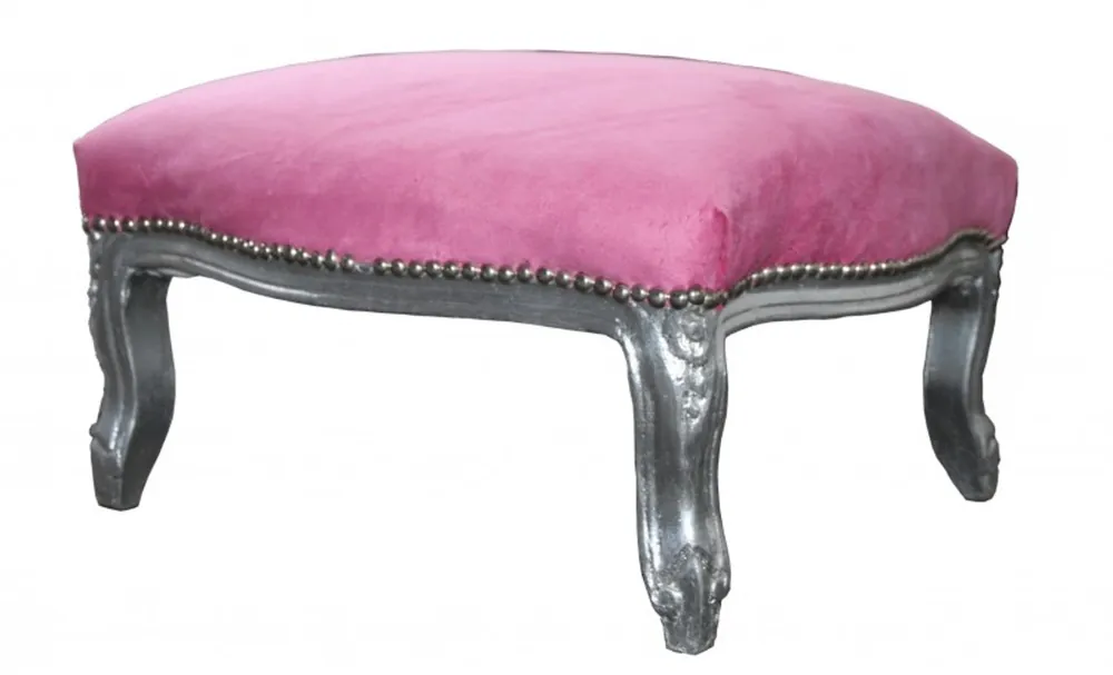 Casa Padrino Baroque XXL ottoman Mod3 Pink / Silver - Stool - Antique style Billig