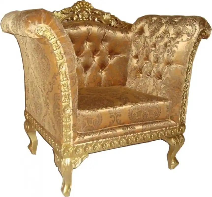 Top-Angebot Casa Padrino Baroque Lounge Chair Gold Pattern / Gold Antique Style Furniture - Living Room Furniture Club Chair