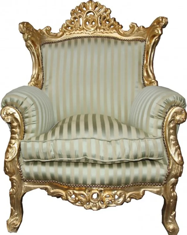 Preisknaller Casa Padrino baroque armchair Al Capone Mod2 jade green / beige / gold 85 x 65 x H. 127 cm - Antique Style Furniture