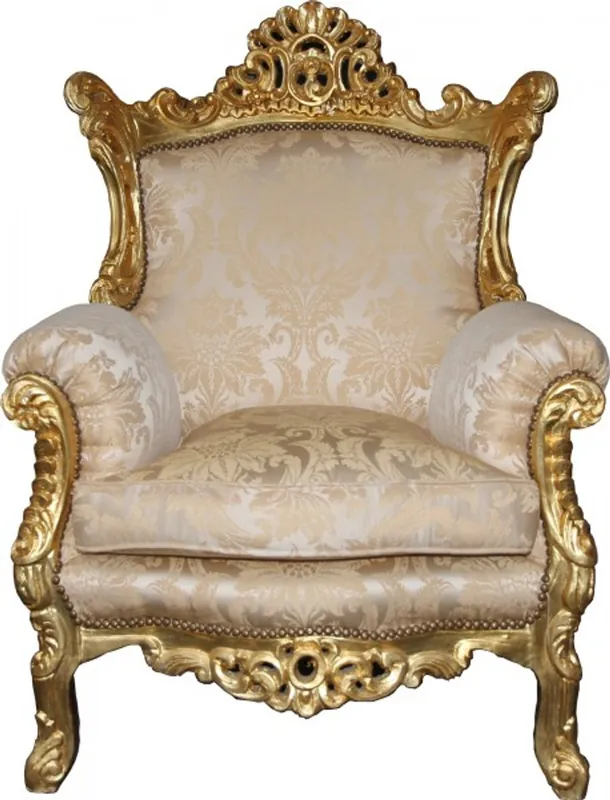 Rabatt Casa Padrino Baroque Armchair "Al Capone" Mod2 Cream/Gold - antique style furniture