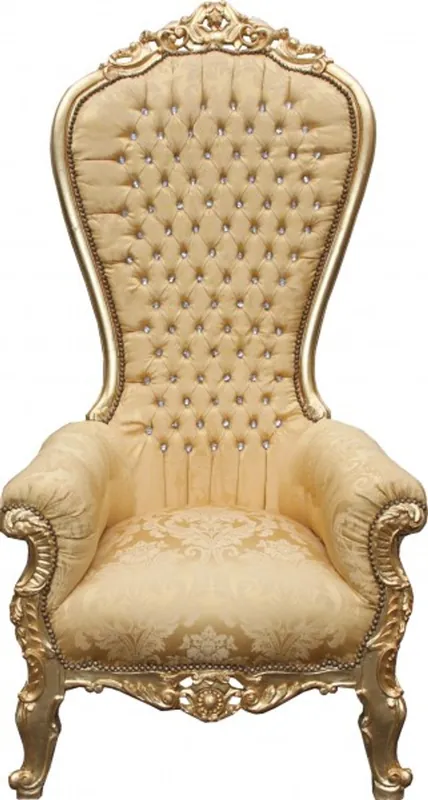 Casa Padrino Baroque throne Mod2 Majestic Gold Pattern / Gold with Bling Bling Rhinestones - Giant armchair - throne chair Bestseller