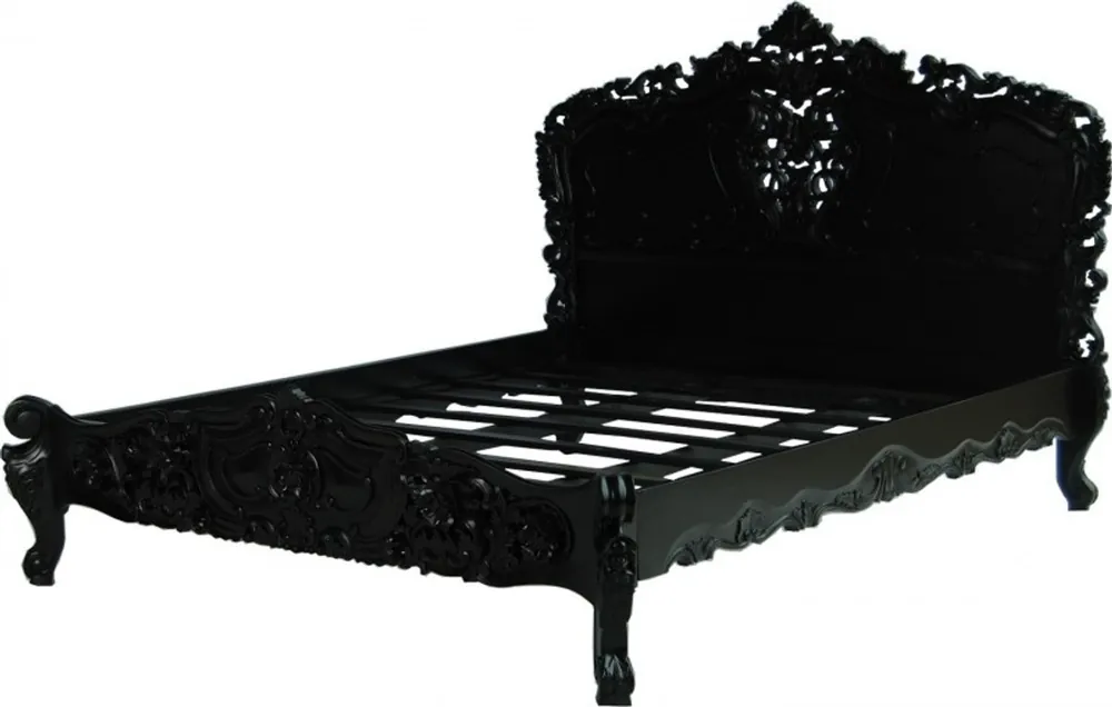 Baroque bed Pure Baroque black 160 x 200 cm from the luxury collection of Casa Padrino Preisknaller