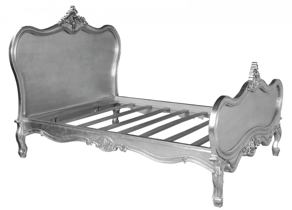 Expressversand Baroque bed Maison Paris Silver 180 x 200 cm from the luxury collection of Casa Padrino