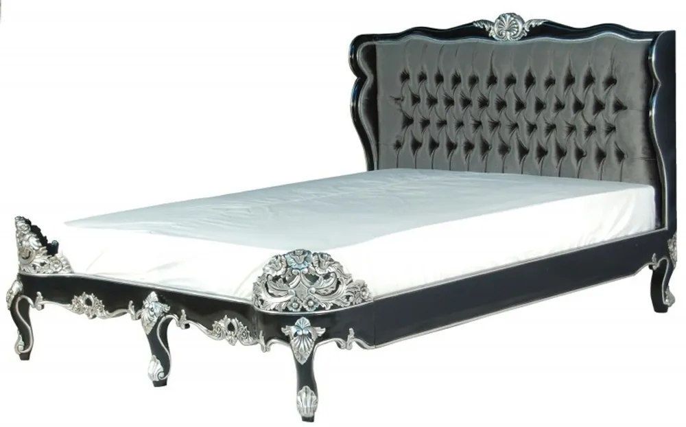 Beliebt Baroque bed Barocco Splendid Black / Silver satin fabric 180 x 200 cm from the luxury collection of Casa Padrino